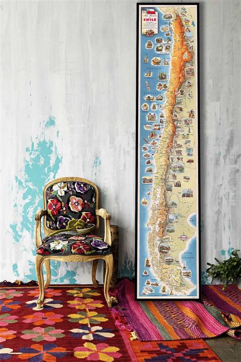 Vintage Map Of Chile Old Chile Wall Map 19th Century Large Etsy In