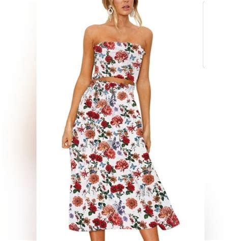 dresses floral crop top maxi skirt set 2 piece outfit dr poshmark