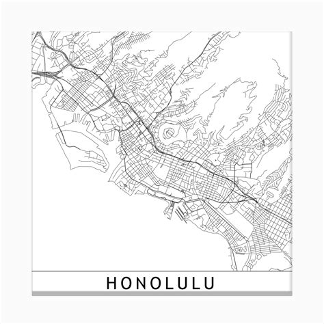 Honolulu Map Canvas Print By Multiplicity Fy