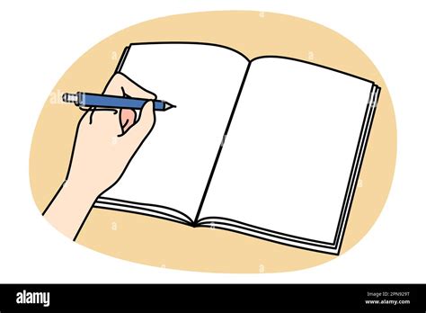 La Mano De La Persona Escribe En El Cuaderno En Blanco Con El Lápiz
