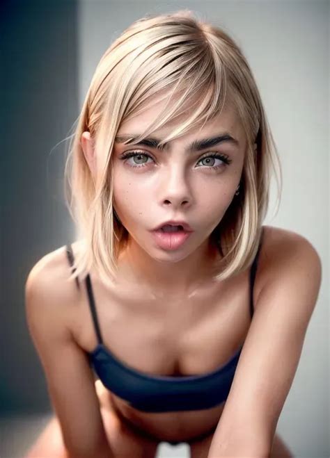 Dopamine Girl Cara Delevingne Accurate Face Looking Up Kneeling Sucking