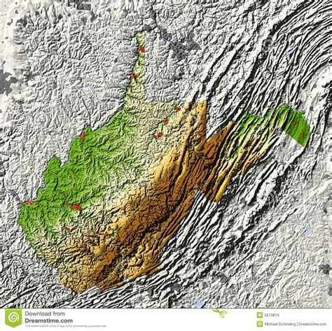 West Virginia Shaded Relief Map Stock Illustration Image 5573814