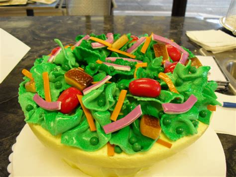 Salad Birthday Cake With Fondant Toppings That Looks Too Good To Eat