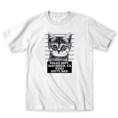 Kitten Mugshot Funny Cats Cat Print Jail Prison Novelty Humor Mens T Shirt Ebay