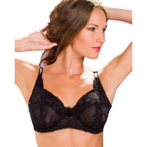 black underwired non padded floral lace full cup bra