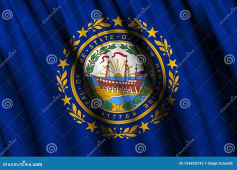New Hampshire Waving Flag Illustration Stock Illustration