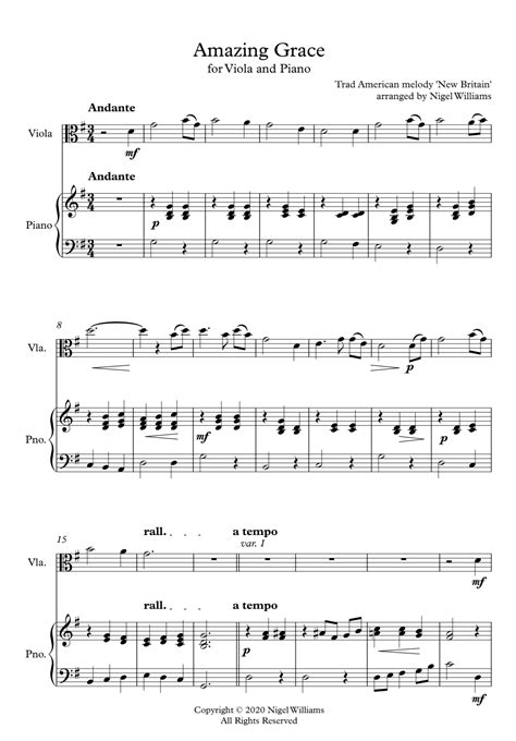 Amazing Grace For Viola And Piano Sheet Music Marketplace