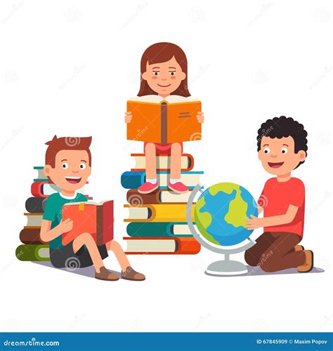 Group Of Kids Studying And Learning Together Stock Vector