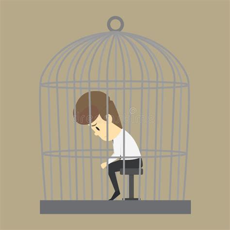 A Business Man Trapped In A Cage Without Freedom Stock Vector