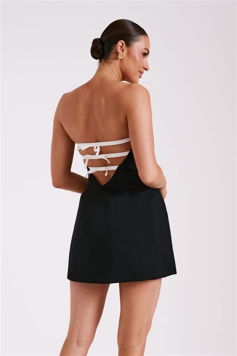 Neeka Strapless Bow Back Mini Dress Black Meshki