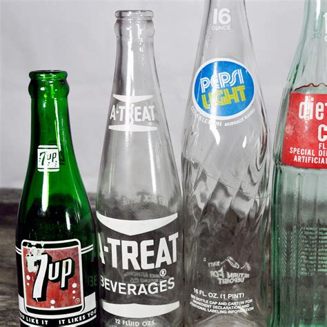 Instant Collection Of 8 Vintage Glass Soda Bottles 4e3