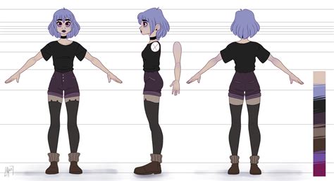 anime girl character model sheet