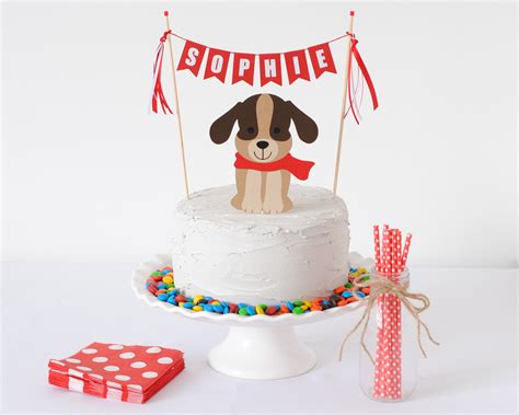 Dog Cake Topper For Kids Birthday Dog Birthday Cake Topper Etsy