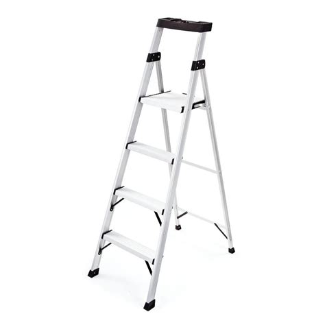 Rubbermaid 4 Step Aluminum Step Stool With 250 Lb Load Capacity Type I