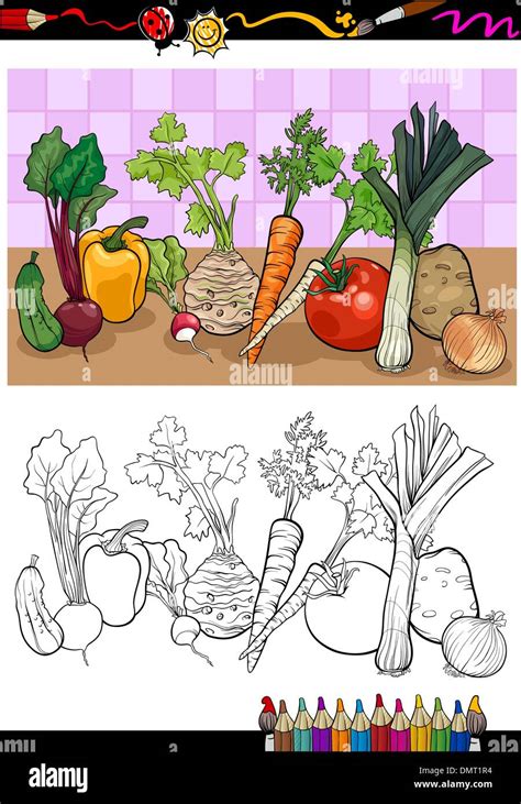 Vegetables Group Illustration For Coloring Stock Vector Image And Art Alamy