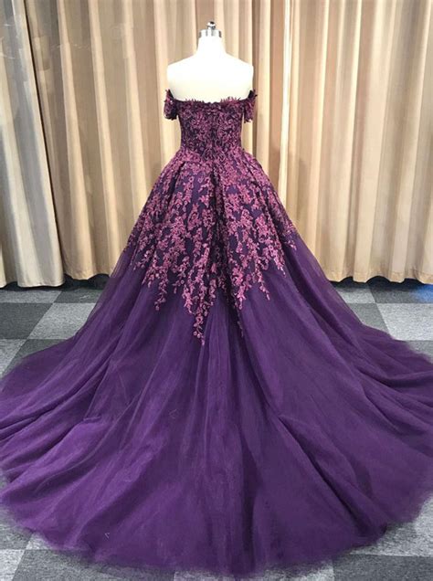 Dark Purple Prom Ball Gownoff The Shoulder Prom Gownsprincess Prom G