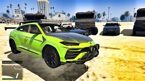Gta 5 Escaping A 5 Star Police Chase With A Lamborghini Urus In Water