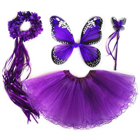 Buy Girls Fairy Costume Set With Butterfly Wings Tutu Wand And Halo