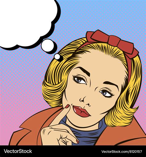 Woman Thinking Pretty Girl Doubts Pop Art Vector Image