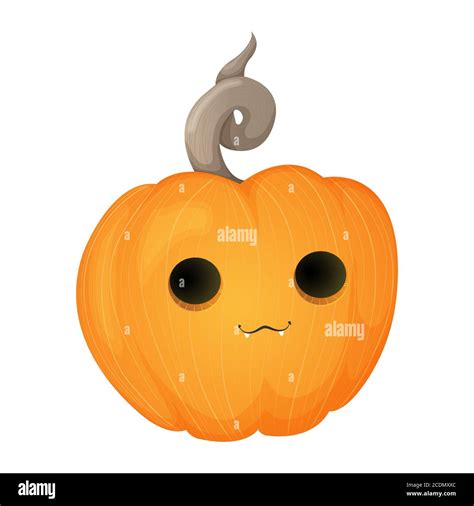 Cute Pumpkin With Happy Smiling Face Halloween Kawaii Mascot Little