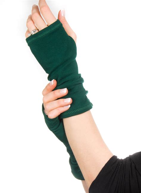 Fingerless Gloves Women Dark Green Gloves Long Arm Warmers Etsy