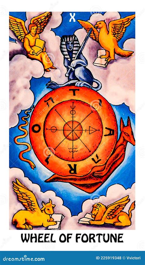 Wheel Of Fortune Tarot Card Major Arcana Rider Waite Smith Stock