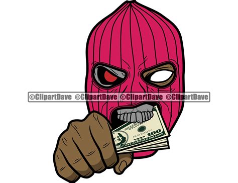 gangster skull ski mask eating money stack svg design thug etsy