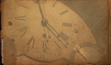 Vintage Clock Background Old Time Retro Steampunk Canvas Paper Map