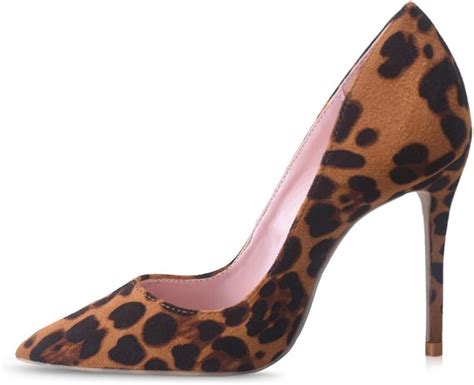 Elisabet Tang High Heels Women Pumps Shoes 4 Inch Leopard Suede