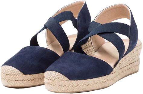 Amazon Com Womens Closed Toe Espadrilles Low Wedges Heel Shoes