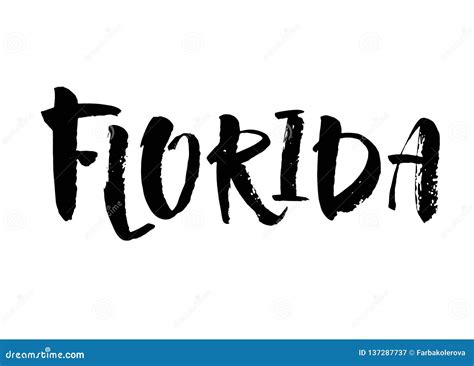 Florida Hand Drawn Us State Name Isolated On White Background Modern