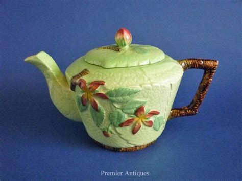 Premier Antiques Large Carlton Ware Green Apple Blossom Teapot