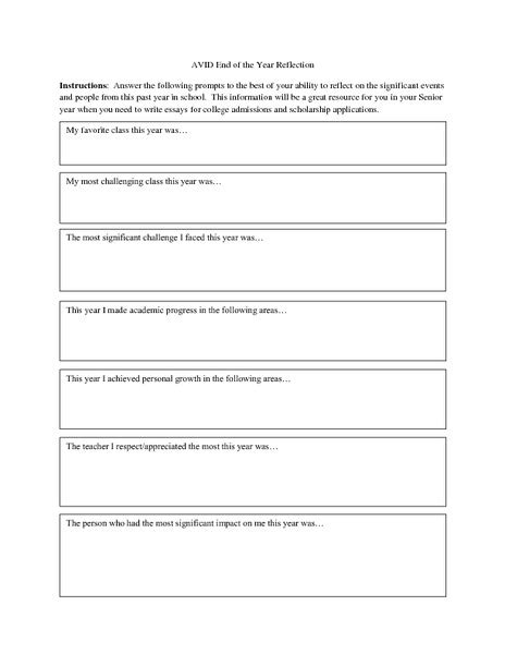 Student Reflection Sheets Lesson Plans And Worksheets