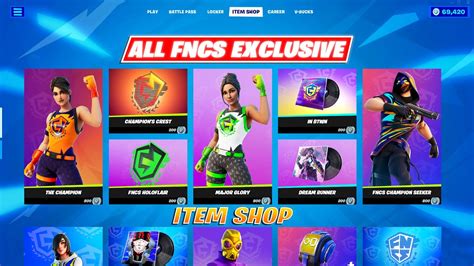 All Fncs Item Shop Exclusive Skins And Cosmetics Fortnite Youtube