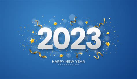 Happy New Year 2023. festive realistic decoration. Celebrate party 2023