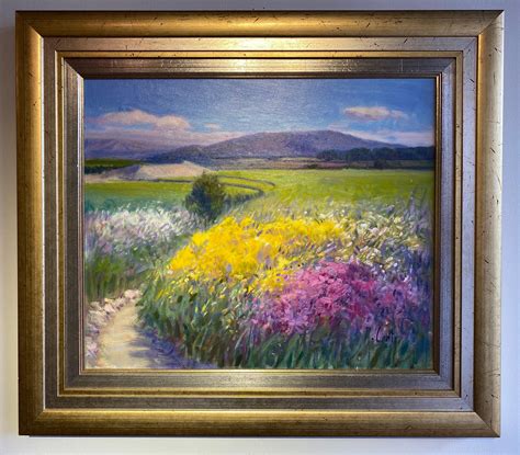 Rosa Canto Winding Path Contemporary Landscape Painting Of Flowers