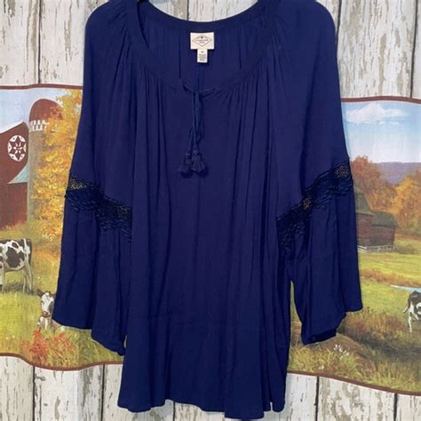 St Johns Bay Tops Nwot St Johns Bay 2x Blue Flowy Blouse With 34