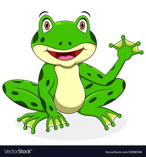 Cute Frog Cartoon Waving Hand Royalty Free Vector Image