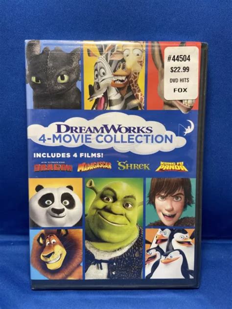 Dreamworks 4 Movie Collection Dvd Dragon Madagascar Shrek Panda Tout