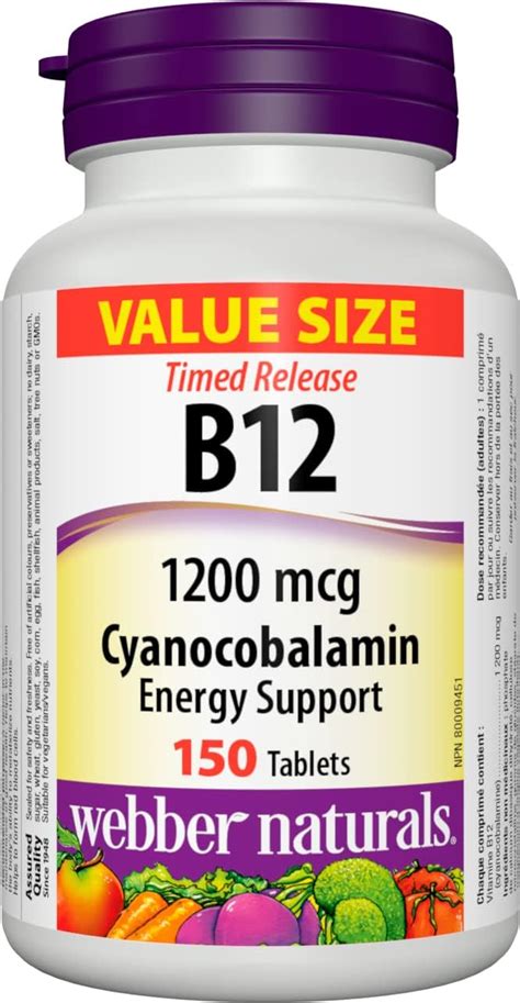 Webber Naturals Vitamin B12 Cyanocobalamin 1200 Mcg Timed Release