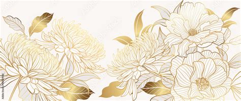 Luxury Gold Floral Background Vector Golden Gradient Roses And Peonies
