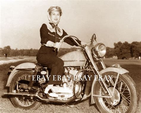 1950s Harley Davidson Motorcycle Woman Girl Motor Maid Biker Chic