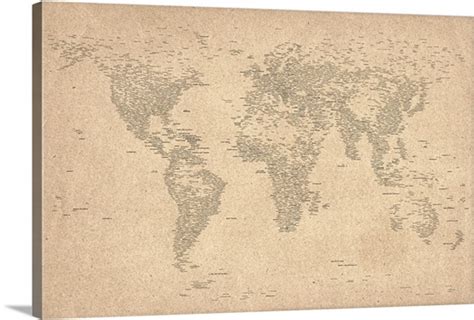 World Text Map Photo Canvas Print Great Big Canvas