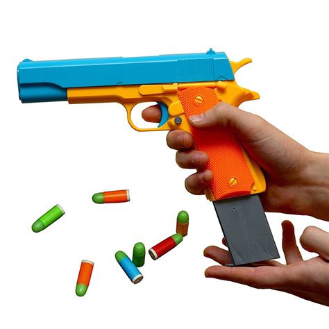 Kandall Toy Gun Colt 1911 Toy Pistol With 20 Pcs Colorful Soft Bullets