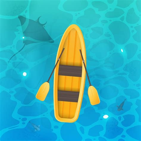 premium vector yellow boat with oars
