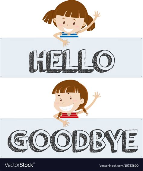 Girls Saying Hello And Goodbye Royalty Free Vector Image