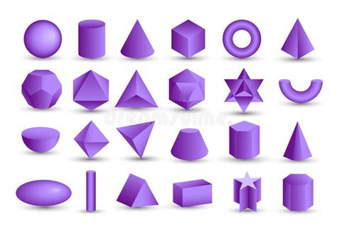 Vector Realistic 3d Purple Geometric Shapes Isolated On White