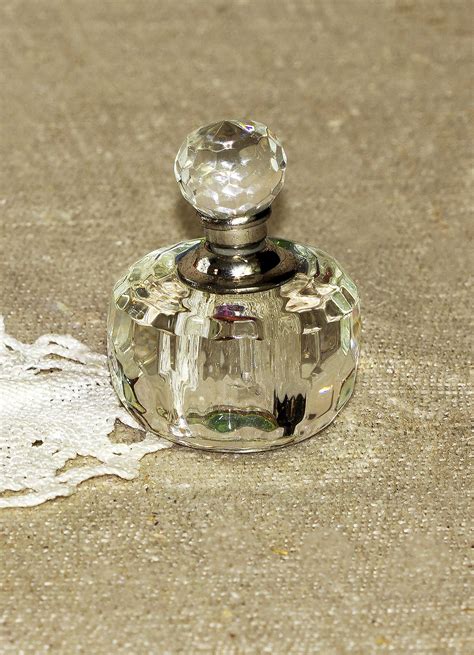Crystal Art Deco Vintage Perfume Empty Bottles Round Luxury Etsy In