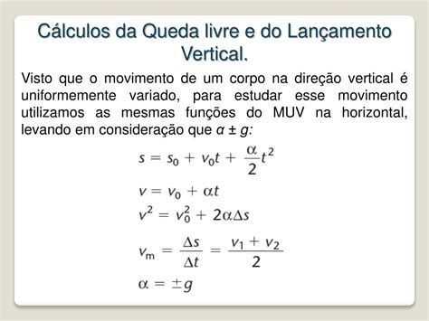 Formulas Da Queda Livre