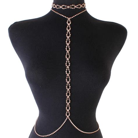 Gold Rhinestone Tear Choker Necklace Waist Chain Jewelry